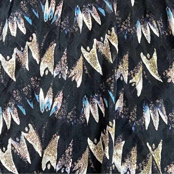 DIANE VON FURSTENBERG Silk black & taupe print skirt lace trim pockets SZ 2 - Picture 9 of 12